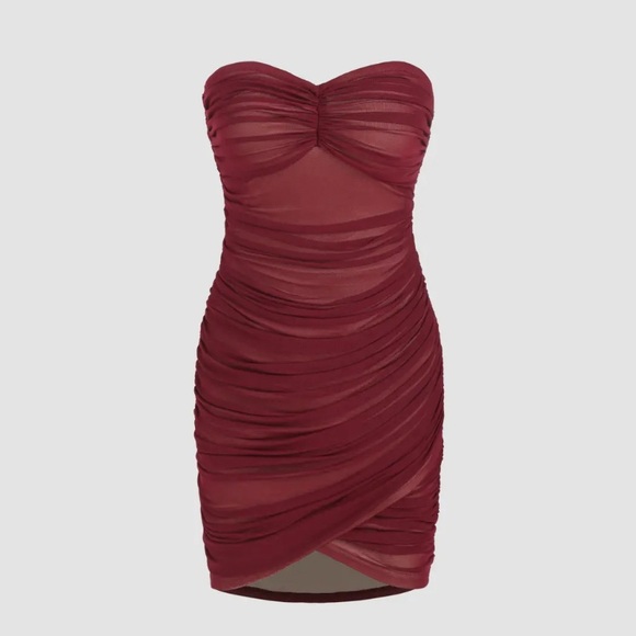 Ruched Wrap Tube Mini with detachable sleeves - Picture 2 of 8